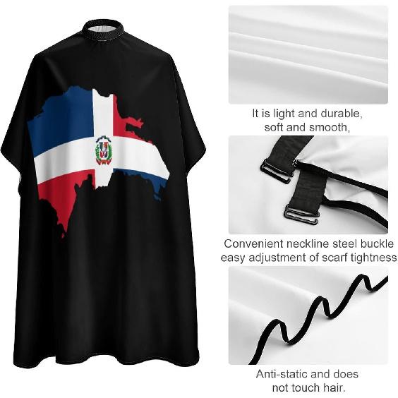 

Dominican Republic Map Flag Barber Cape Professional Hair Cutting Apron Hairdresser Cape Barber Accessories for Men Women