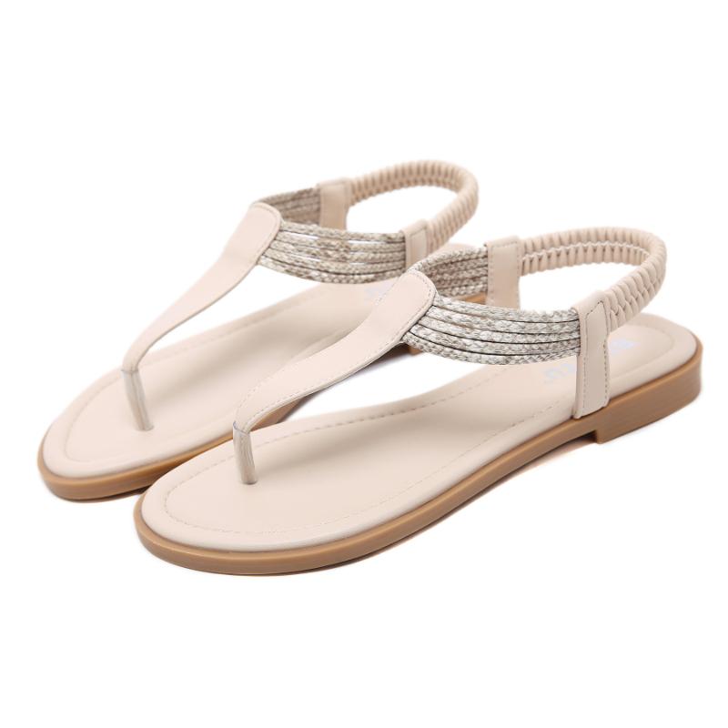 Fashion European And American Summer Sandals Comfortable Breathable And Fashionable Commuting Casual Flat Shoes One-Liner Elastic Band