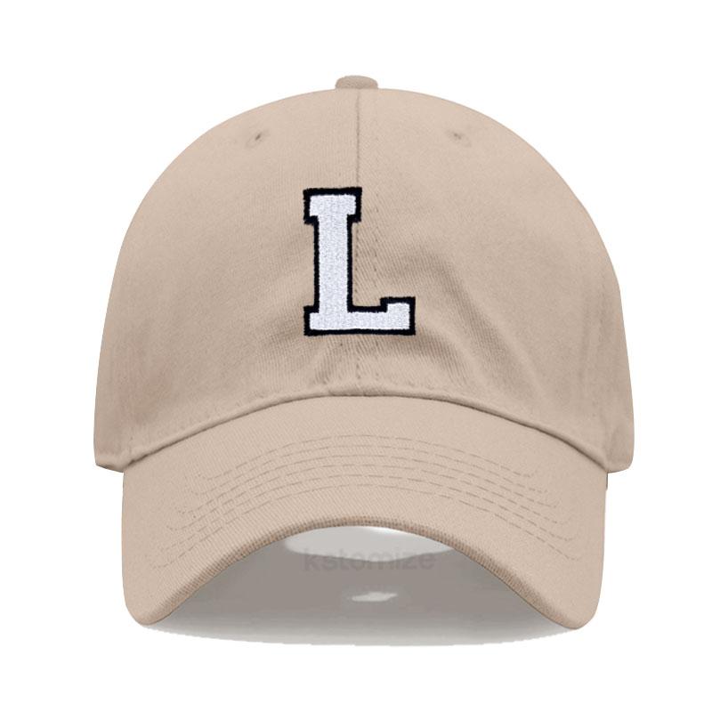 Initial Letter A-Z Embroidered Khaki Baseball Cap for Women Men Fashion Adjustable Soft Cotton Dad Hat Unisex Classic Golf Caps