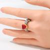 Vintage Inlaid Red CZ Heart Women's Ring Creativity Two Color Hand Carving Daily Wear Party Jewelry Anniversary Gift