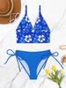 Women's Swimwear Sexy Printed Halter Neck Bikini Suit Side Tie High Waist Swimsuit Beachwear