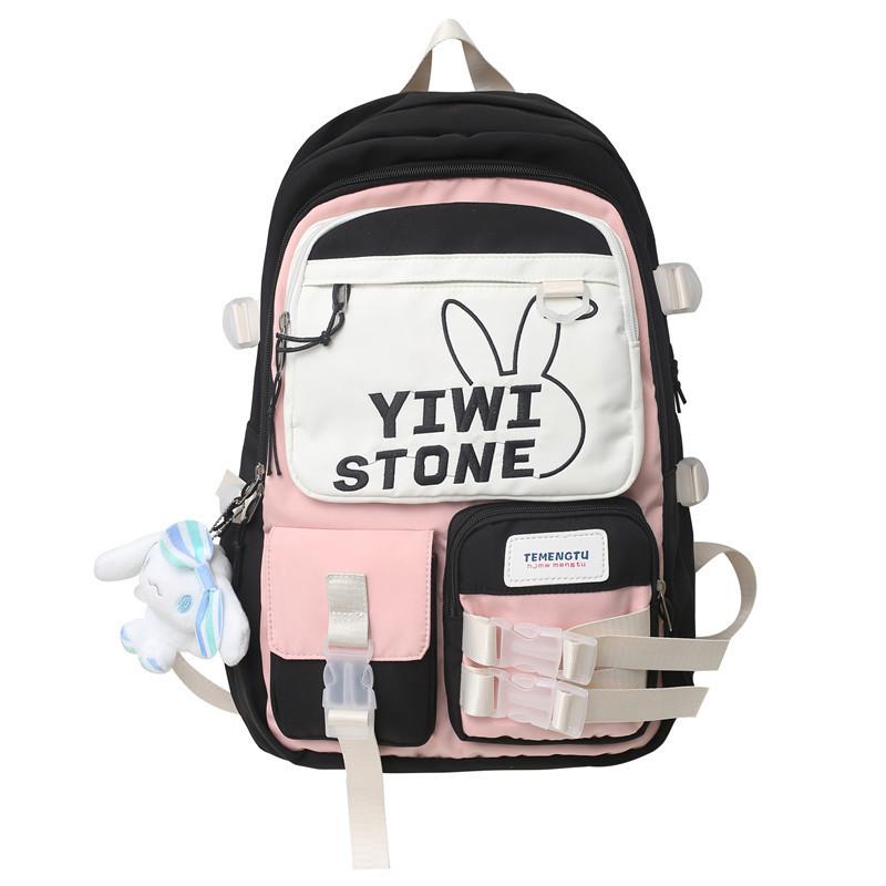 Cute versatile color matching schoolbag backpack new campus contrasting color middle and high school students large-capacity backpack