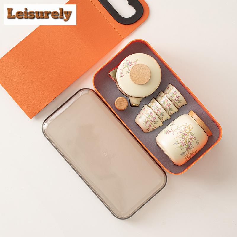 Butiková Wisteria Ru Pec Porcelánová Čajová Sada Kit Elegantní 1 Konvička 3 Šálky Domácí Příprava Čaje Venkovní Přenosný Organizér Ozdoby