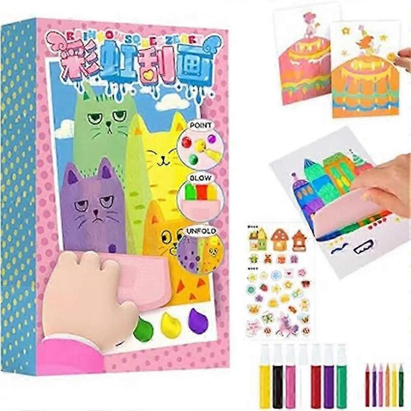 Squeegee Art Kids Paint Kit, DIY Christmas Rainbow Scratch Painting Dot Painting - DSW