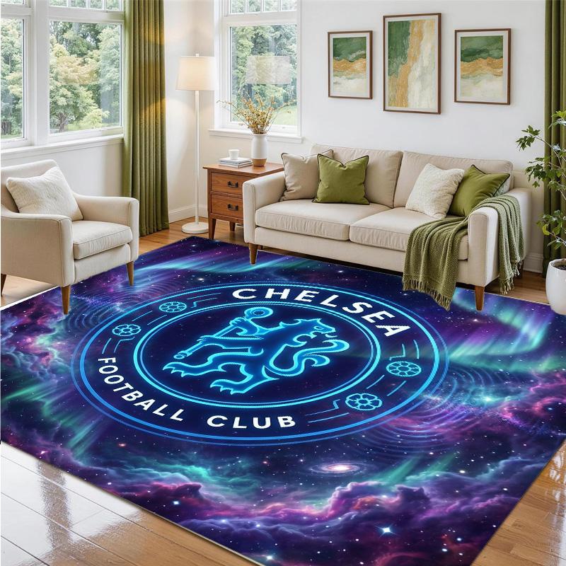 Chelsea FC Design Crystal Velvet Rug Soft Decorative Mat for Bedroom Entrance