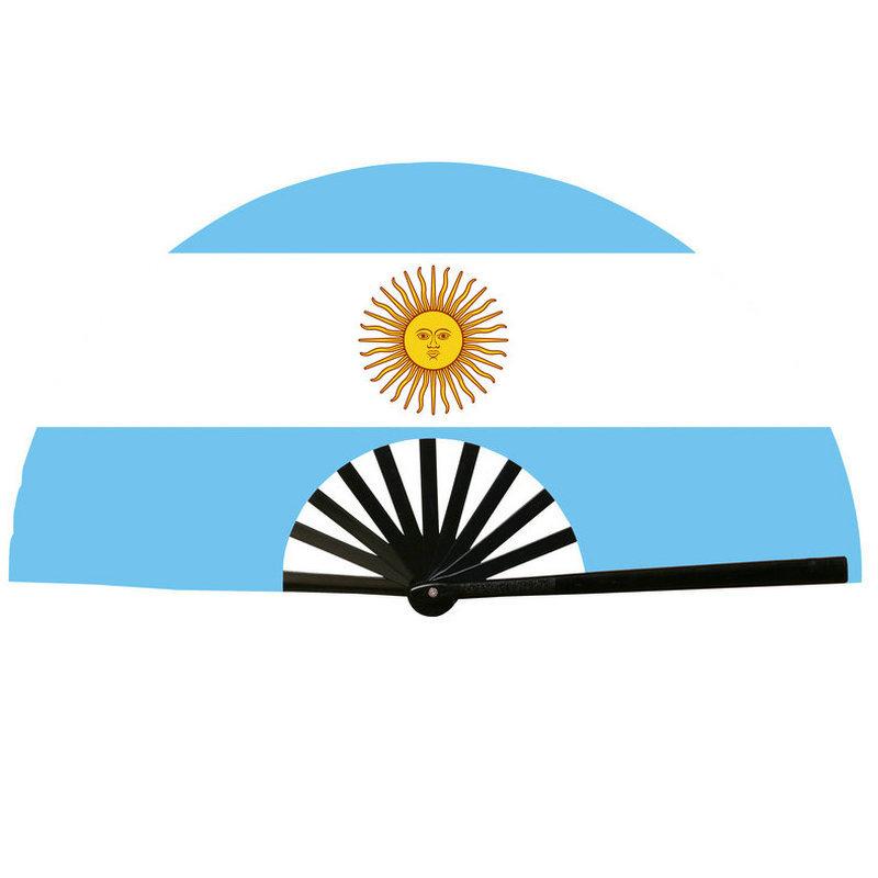 Ventaglio pieghevole con bandiera di paese del Sud America da 13,77 pollici, Argentina Portogallo Brasile Cile Perù Uruguay Bandiera nazionale Ventaglio a mano per Coppa del Mondo