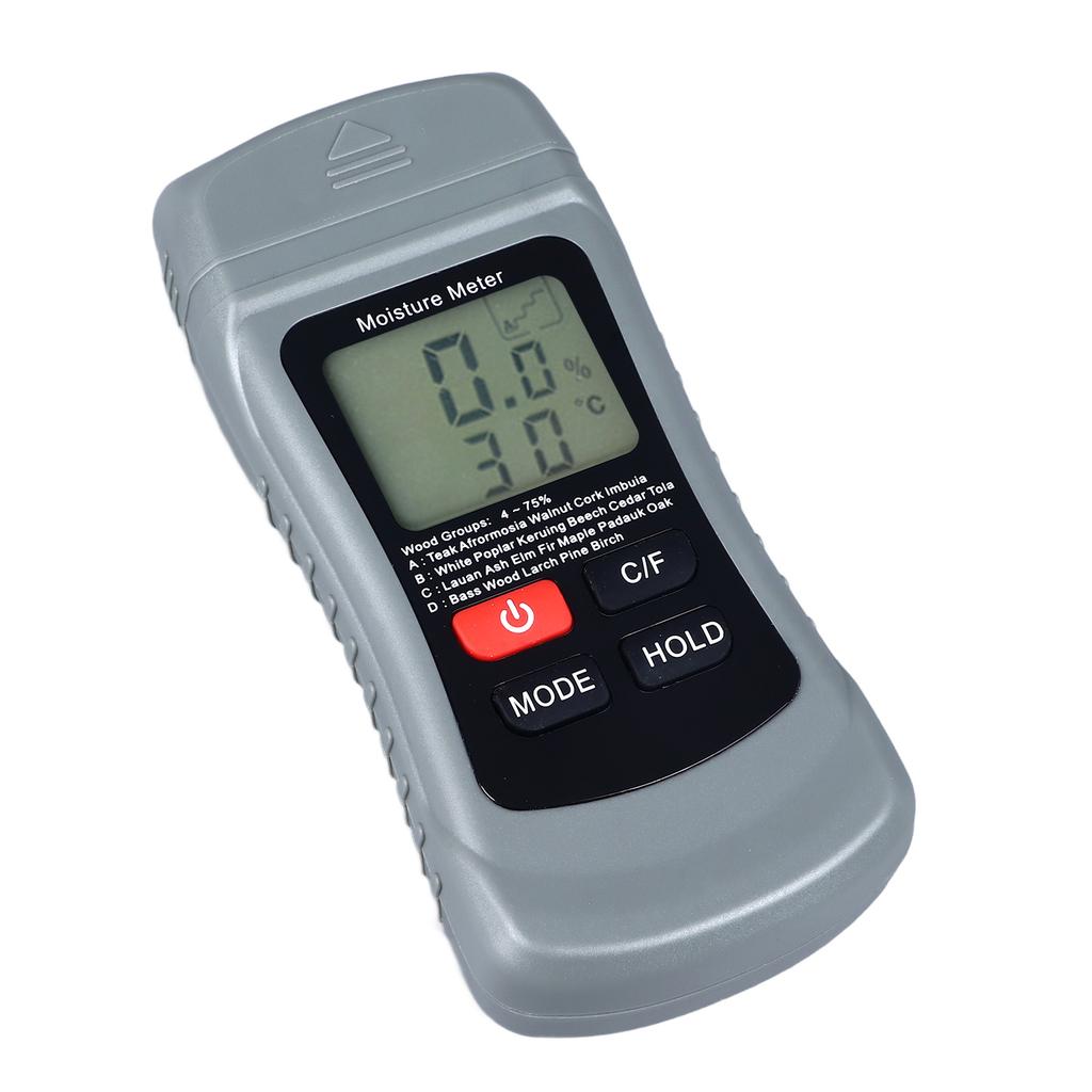 Pin Type Moisture Meter LCD Digital Display Moisture Detector for Wood Wall Paper Detection Temperature Tester