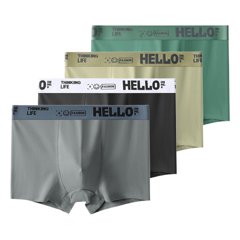 4Pcs Men's Underwear Comfortable Boxer Briefs Teenager Undershorts Breathable Antibacterial Shorts