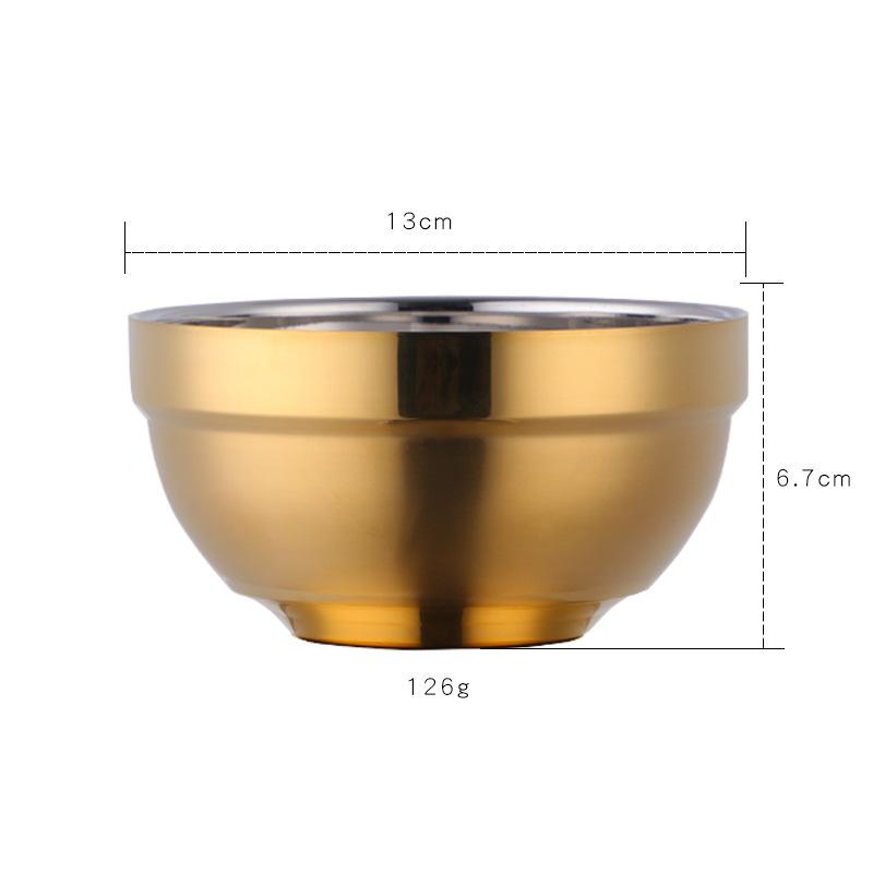 304 Stainless Steel Bowl Double Layer Insulated Rice Bowl Kids Tableware Soup Bowl for School Cafeteria
