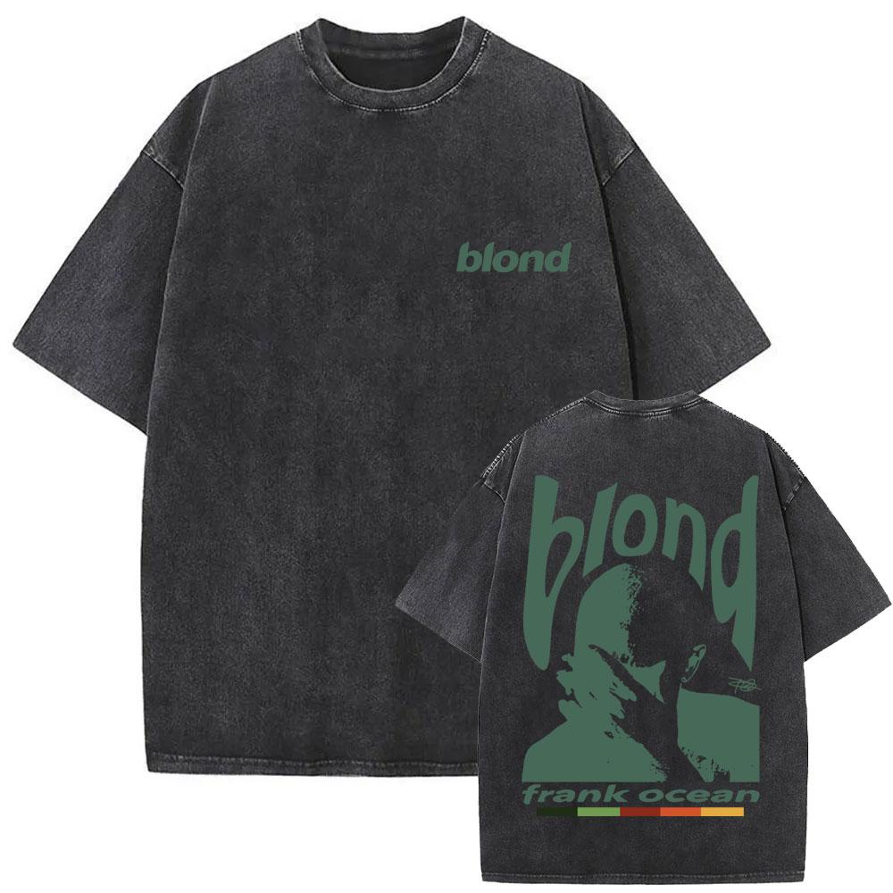 Washed Rapper Frank Vintage Oversized T Shirts Men Ocean Hip Hop Trend T Shirt Blond Pop Music Tshirts Male Fashion Streetwear