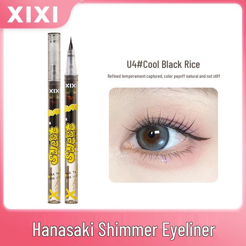 Xixi Flower Rim Light Auto-Retractable Black Eyeliner - Smooth, Easy to Use, Natural Look, Perfect for Students.