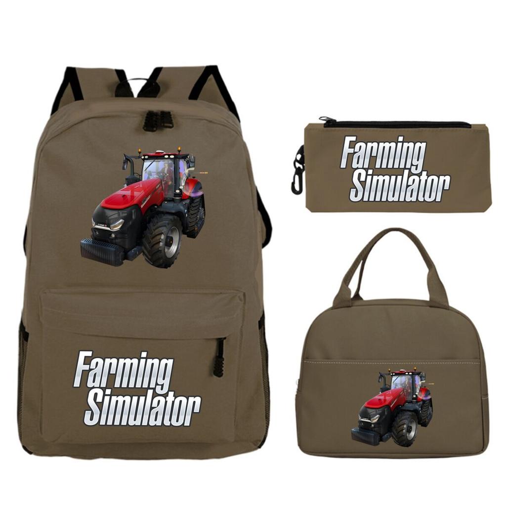 Mochila Personalizada para Niños Estampada Farming Simulator para Escuela Primaria y Secundaria Bolsa de Comida Estuche