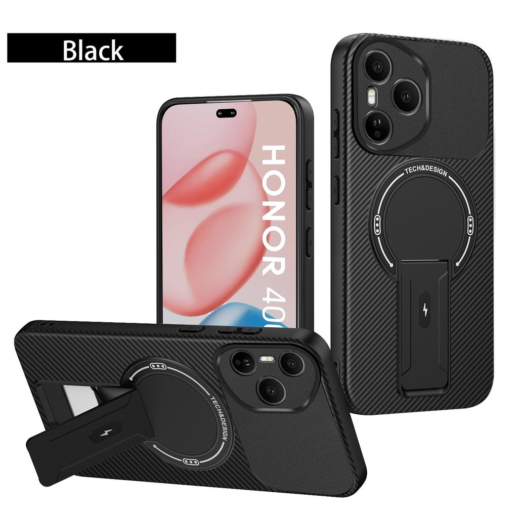 Carbon Fiber Pattern Armor Phone Case For Honor 400 Pro 400 Lite Cover Magnetic Wireless Chraging Fold Stand Back Shell Fundas