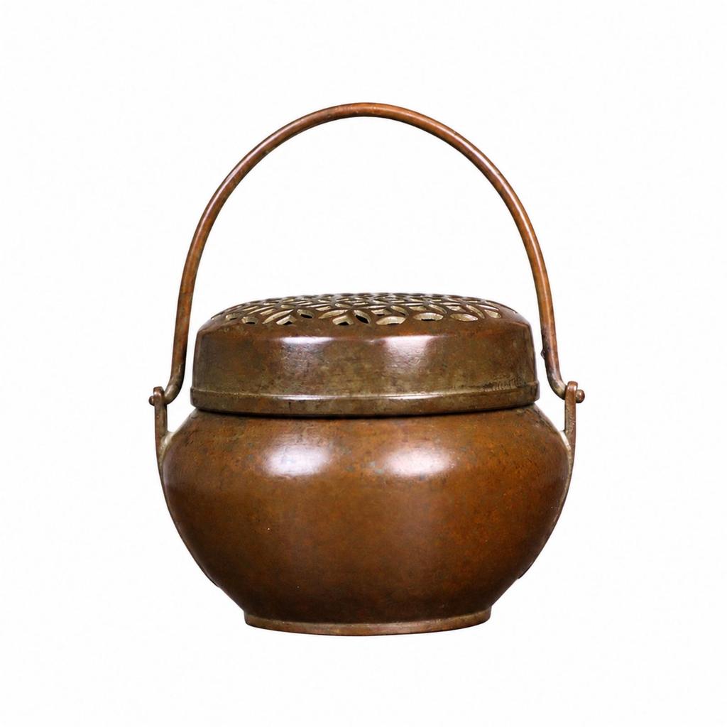 Compact Copper Hand-Held Smoke Burner Classical Style with Domed