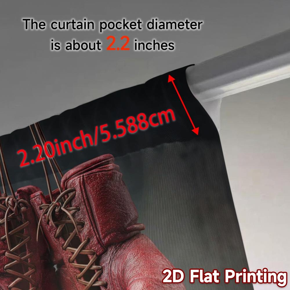 Set Of 2 Modern Flat Printing Curtains Without Rod Boxinggloves Pattern Yarn Decorations Outdoor Decorative Curtain Polyester