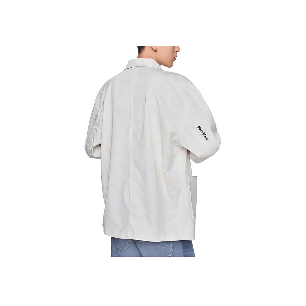 Letter Print Solid Color Lapel Single-Breasted Drop Shoulder Long Sleeve Jacket Men jackets Off-White LMT007807204596A