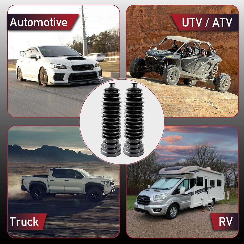 Upgrade 2PCS Tie Rod Boot Rack And Pinion Boot Kit,Thickened Neoprene Rubber Materia,With 4 Stainless Steel Clamps & 6 Cable Ties, Universal Inner