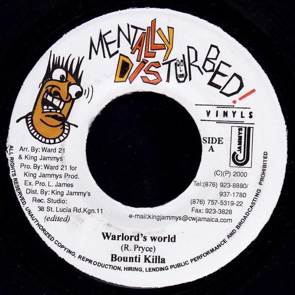 7inch Record BOUNTY KILLER - Warlord's World None Mentally Distur 2000 Jamaica Reggae, Ska & Dub Used