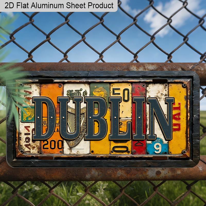 Vintage Dublin Collage Aluminiumschild 12''×6'', Retro Wandkunst für Zuhause Balkon Innenhof, Ideales Geschenk für Irland Reisefans