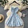 Sweet girlish style strap waist A word suspender denim dress women's summer thin age-reducing strap short skirt