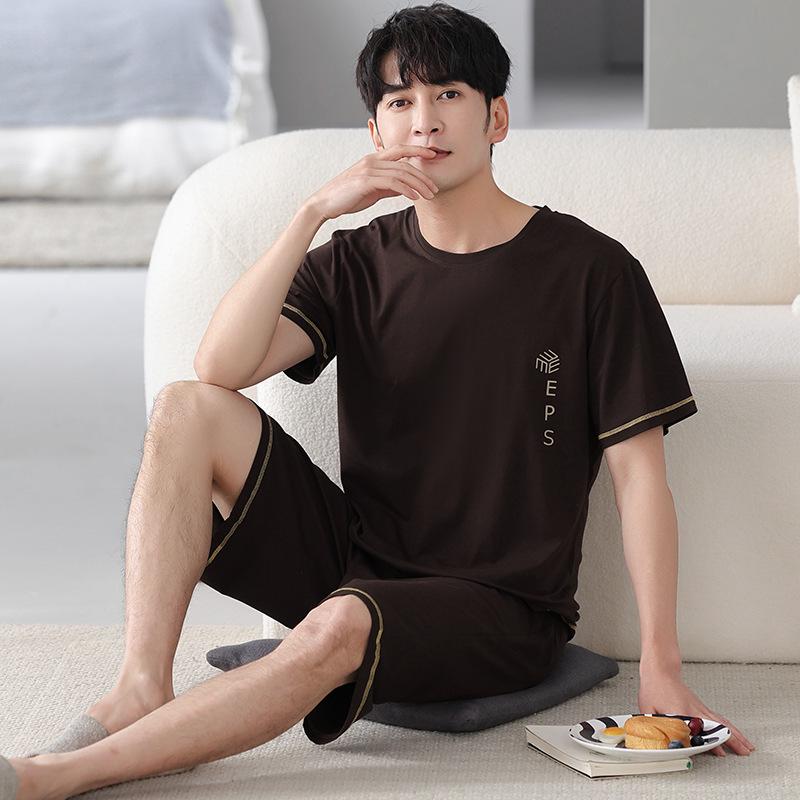 Men's Summer Modal Pajama Set - V-Neck, Short Sleeve & Shorts Combo, Wear Indoors or Out