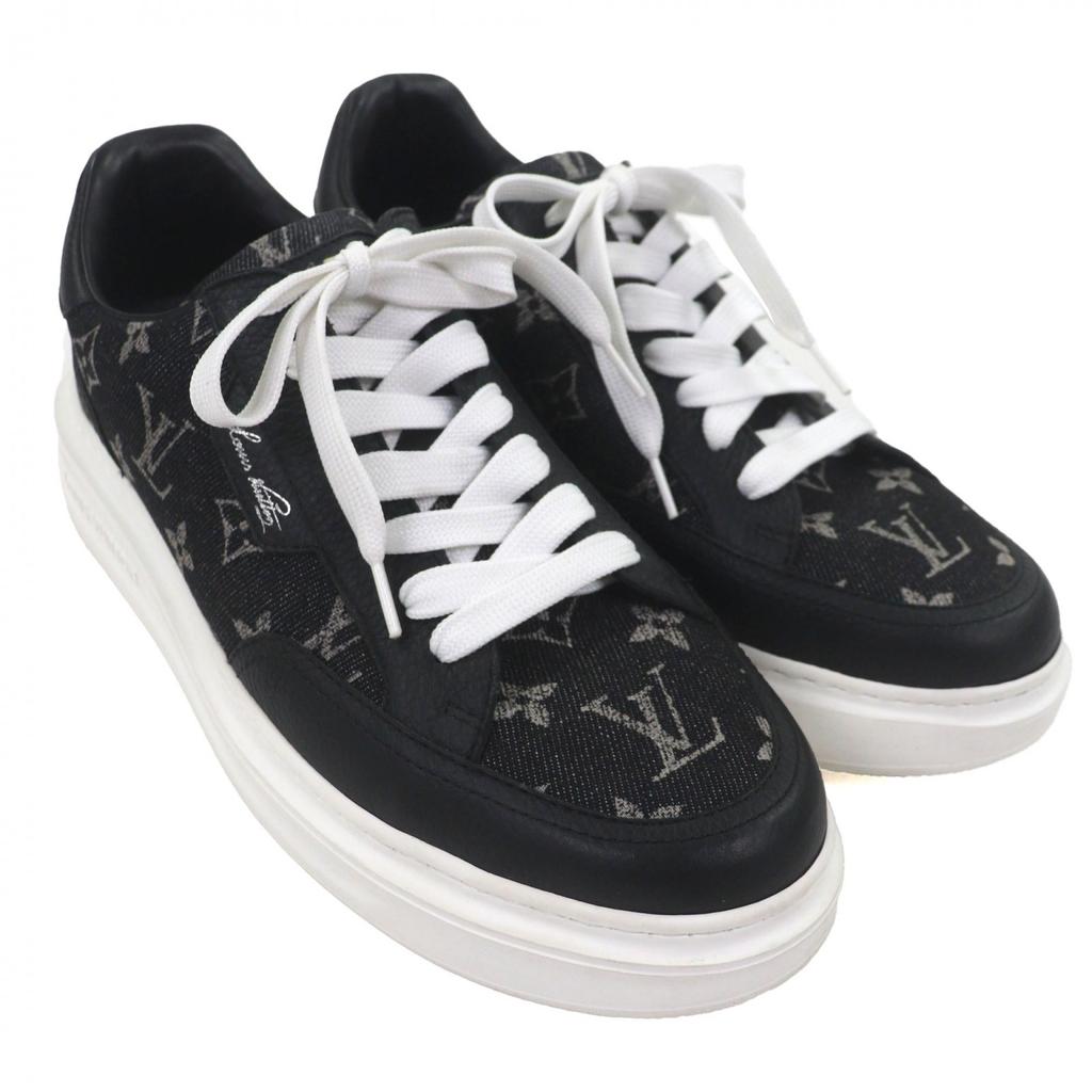 Great LOUIS VUITTON Low cut sneakers black Monogram denim mens 7 1ACQL7 Used