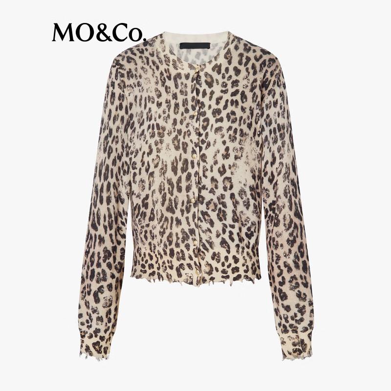 MO&Co. Women's Leopard Print Cashmere Blend Sweater
