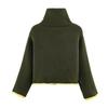 Knitted Bomber Jacket Color Block Casual Cardigan Stand Collar Zip Up Loose Fit Men Women