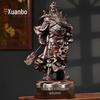 Ebony Guan Gong Solid Wood Statue - Pure Wood Guan Yu Guan Erye Buddha Ornament, Ideal Opening Gift.