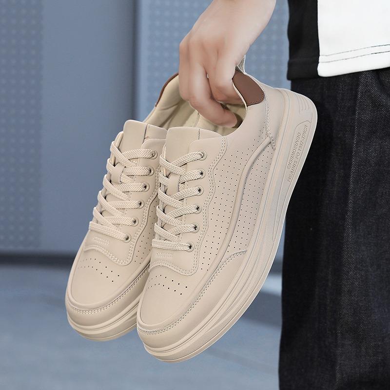 Foreign trade summer breathable 2025 new sports and leisure board shoes men's thick-soled large-size white shoes men's