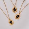 Qiong Yao Geometric Oval Black Zircon Pendant Clavicle Chain - Light Luxury Stainless Steel Jewelry
