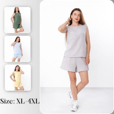 Ensemble en mousseline pour femmes – Débardeur et short confortables, Été, 8440-118 HC