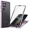 For Samsung Galaxy S24 Ultra Case Double Sides Tempered Glass Magnetic Metal Frame Cover
