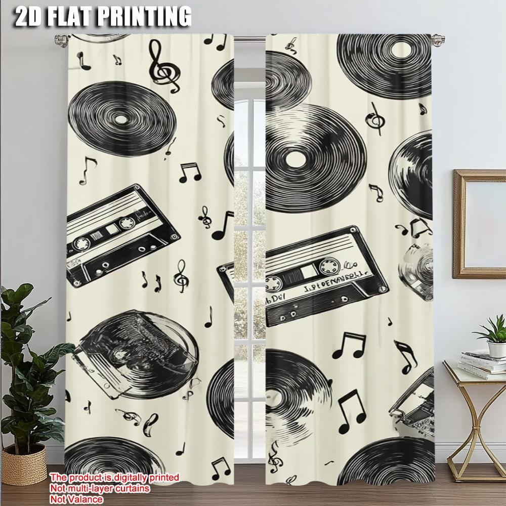 

2pcs,2D plane printing Curtains Roller Blinds Nostalgia Music Versatile Fabric (without rod) Festive Use for Bedroom & Various 52.50 × 116.00 cm 2 pcs