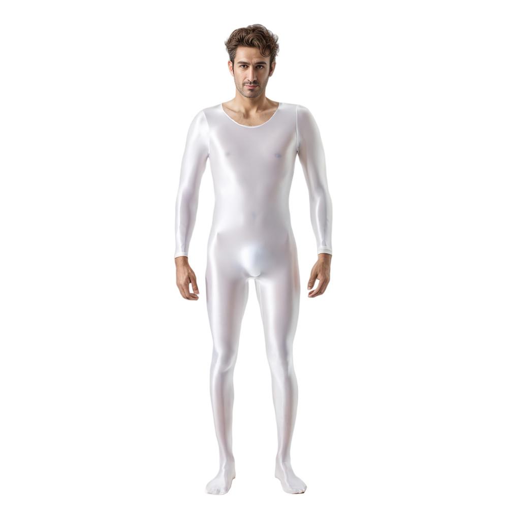 Body Sexy Uomo Colore Caramella Lucido Oleoso Modellante Macchia Liscio Trasparente Collant Elastico Leotard Fitness Abbigliamento da Cameriera