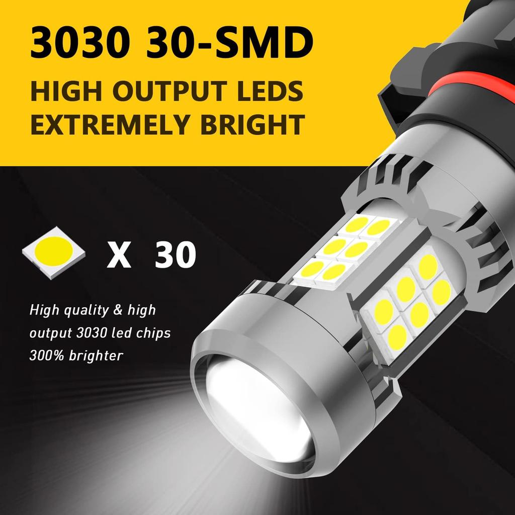 PHINLION 2504 PSX24W 12276 LED Fog Light Bulbs, 3200 Lumens Super Bright, 6000K Xenon White, 3030 30 SMD Chips, DRL Replacement Lamps for Cars,