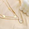 Fashion Light Luxury 18K Gold Fritillary Butterfly Pendant Necklace Women'S High-End Titanium Steel Double-Layer Stacked Collarbone Chain