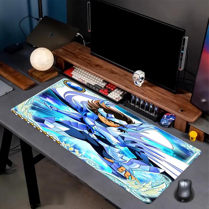 Saint Seiya Print Mouse Pad, Anti‑Slip Desktop Keyboard Mat, for PC Laptop Gaming Working Daily Use, Cool Festival Surprise Gift