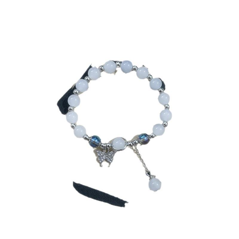 Vintage-Inspired Beaded Bracelet with Elastic Rope - Sweet Glass Beads for Girls