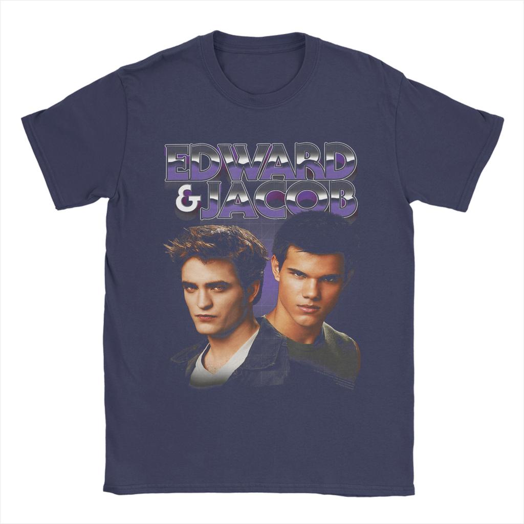 Twilight Edward Jacob Purple Chrome Text Portrait Movie TShirt Summer T Shirts Cotton Clothing Short Sleeve YK Tops