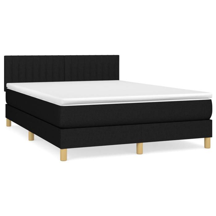 Maison Exclusive - Sommier à lattes de lit avec matelas Noir 140x200 cm Tissu