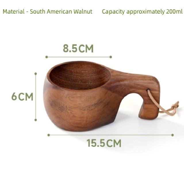Nordic Style Finland Wooden Mug, Handmade Outdoor Camping Travel Coffee Beer Cup Portable Drinkware