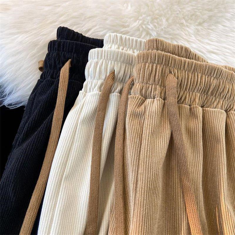 Corduroy Pants Women Korean Straight Leg Sports Sweatpants Spring and Autumn Vintage Versatile Casual Pants