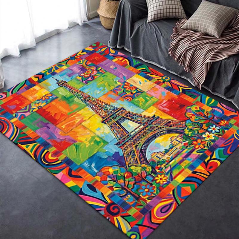 2025 New Paris Eiffel Tower Carpet Rug for Living Room Bedroom Home Sofa Decoration,Kids play Non-slip Floor Mat82