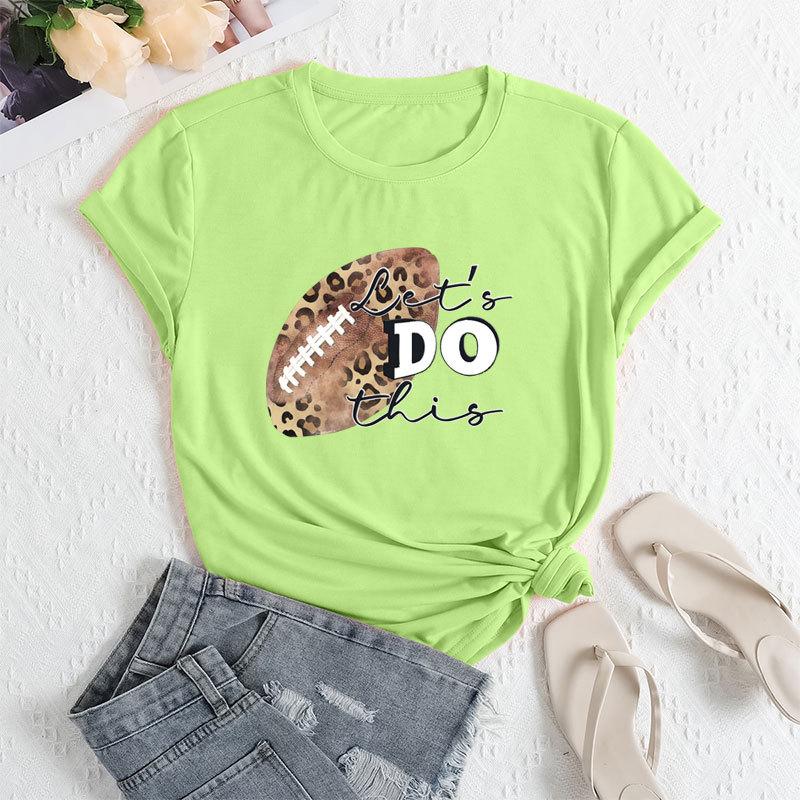 Summer Women's Fashionable Rugby Short Sleeved Casual Loose Cotton Round Neck Top