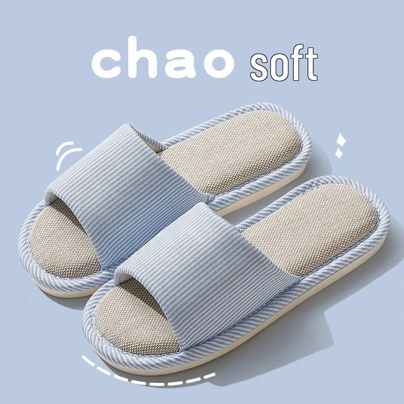 

Women s Cotton Linen Non-Slip Slippers - Sweat-Absorbing Indoor Footwear for All Seasons 38-39 светло-синий