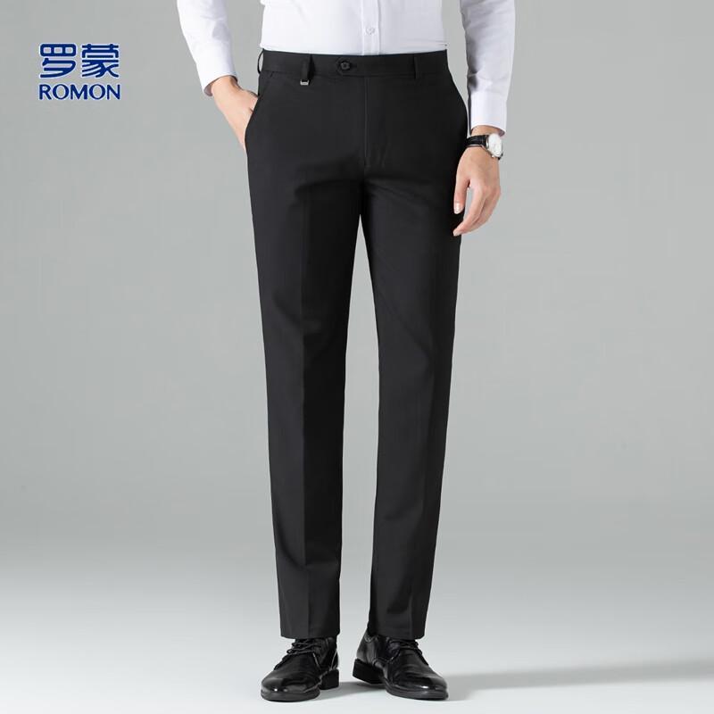 Luomeng Men's Business Casual Straight-Leg Trousers