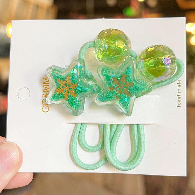 

2 ШТ. Чудова пентаграма з паєтками Еластичні гумки для волосся для дівчаток Аксесуари для волосся для принцес Дитячі гумки для волосся Дитячі головні убори зелений