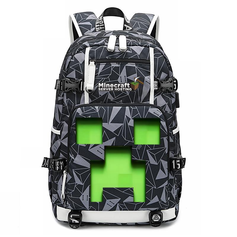 Hot Selling Minecraft Game Peripheral Printed Backpack Outdoor Large Capacity Travel Bag