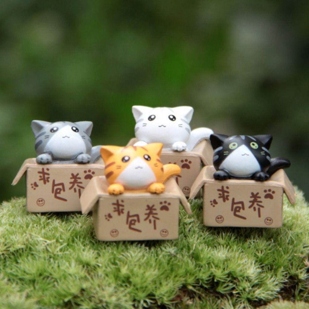 Micro Landscape Garden Kitten Statue Plastic Toy Miniature Figurines Mini Cat Ornament  Home Decor